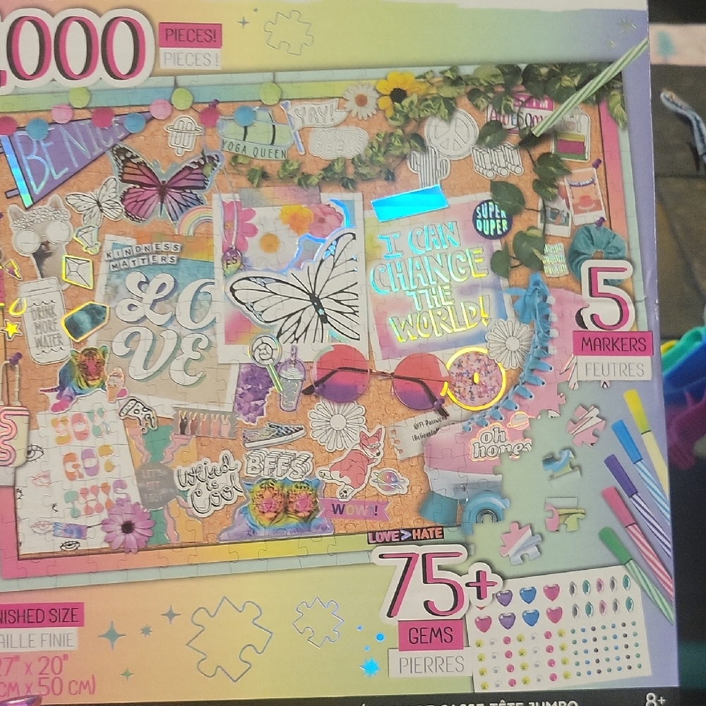 Colorful 1000-Piece Puzzle with Inspirational Designs